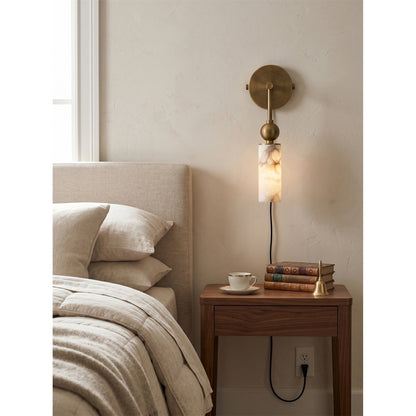 Harlin Alabaster Plug-in Wall Sconce