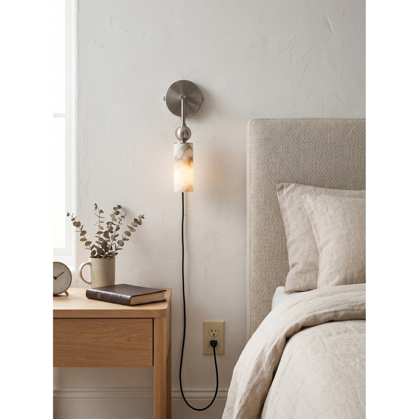 Harlin Alabaster Plug-in Wall Sconce