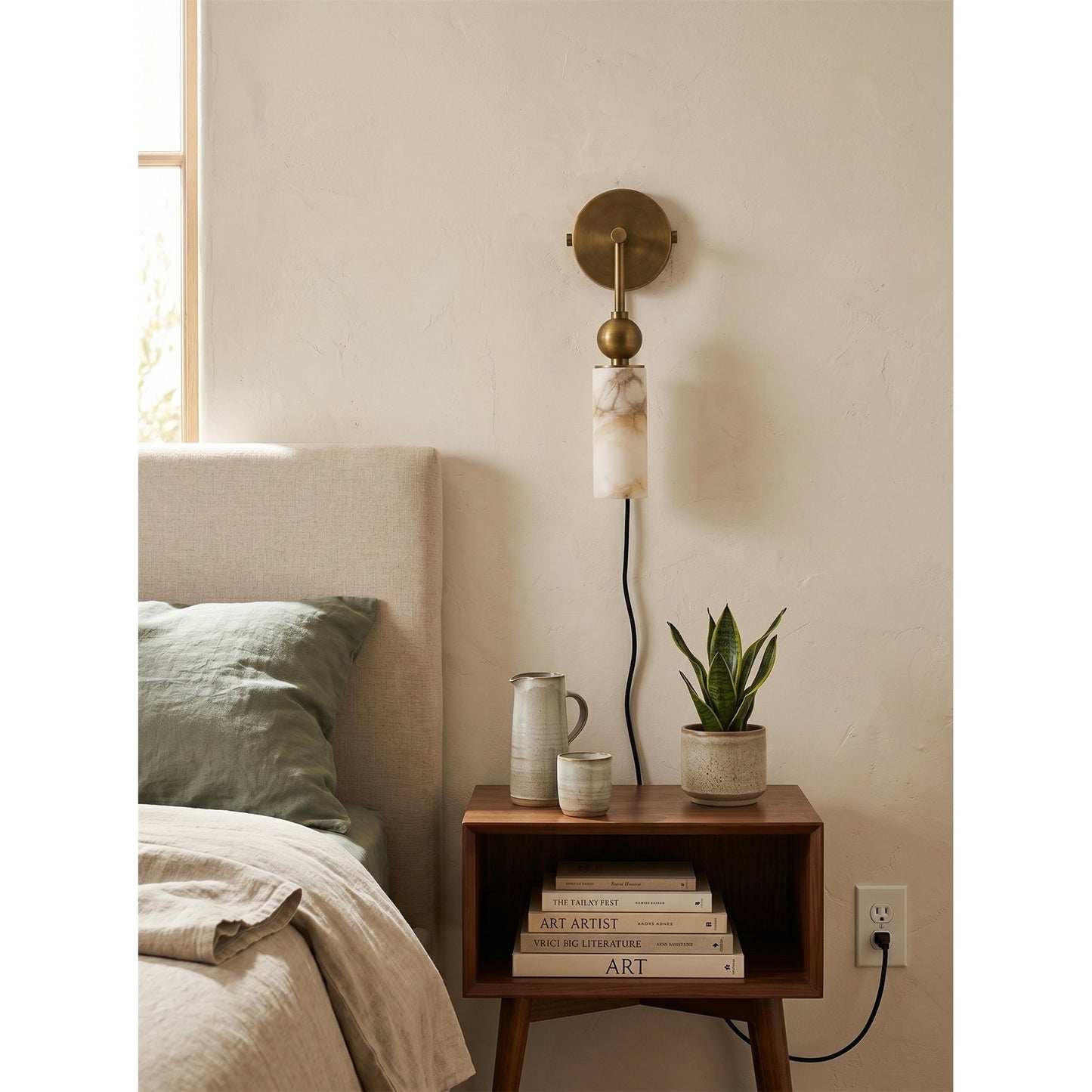 Harlin Alabaster Plug-in Wall Sconce