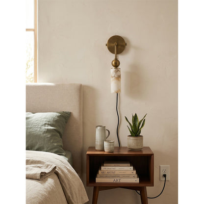 Harlin Alabaster Plug-in Wall Sconce
