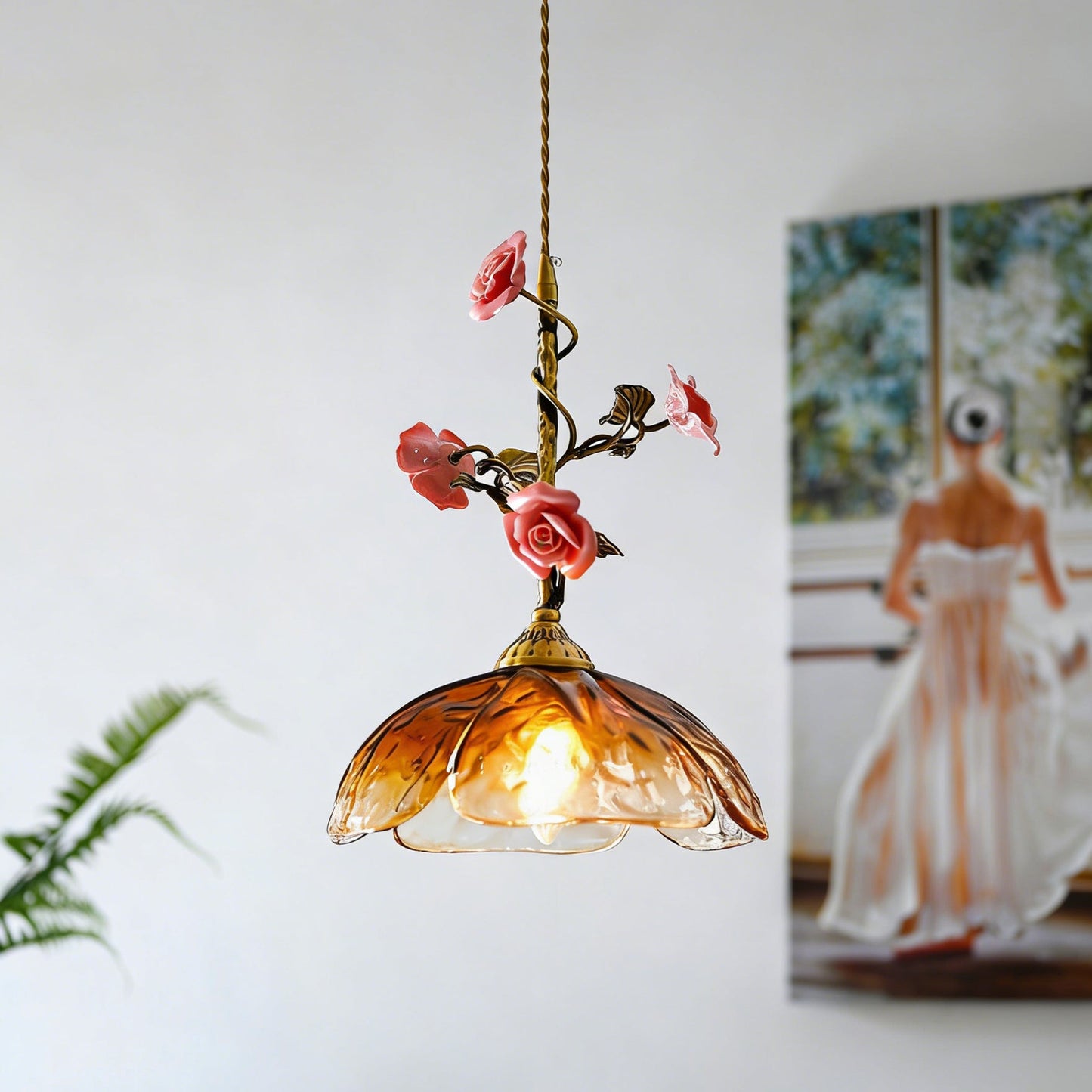 Yarine Glass Rose Pendant Lamp