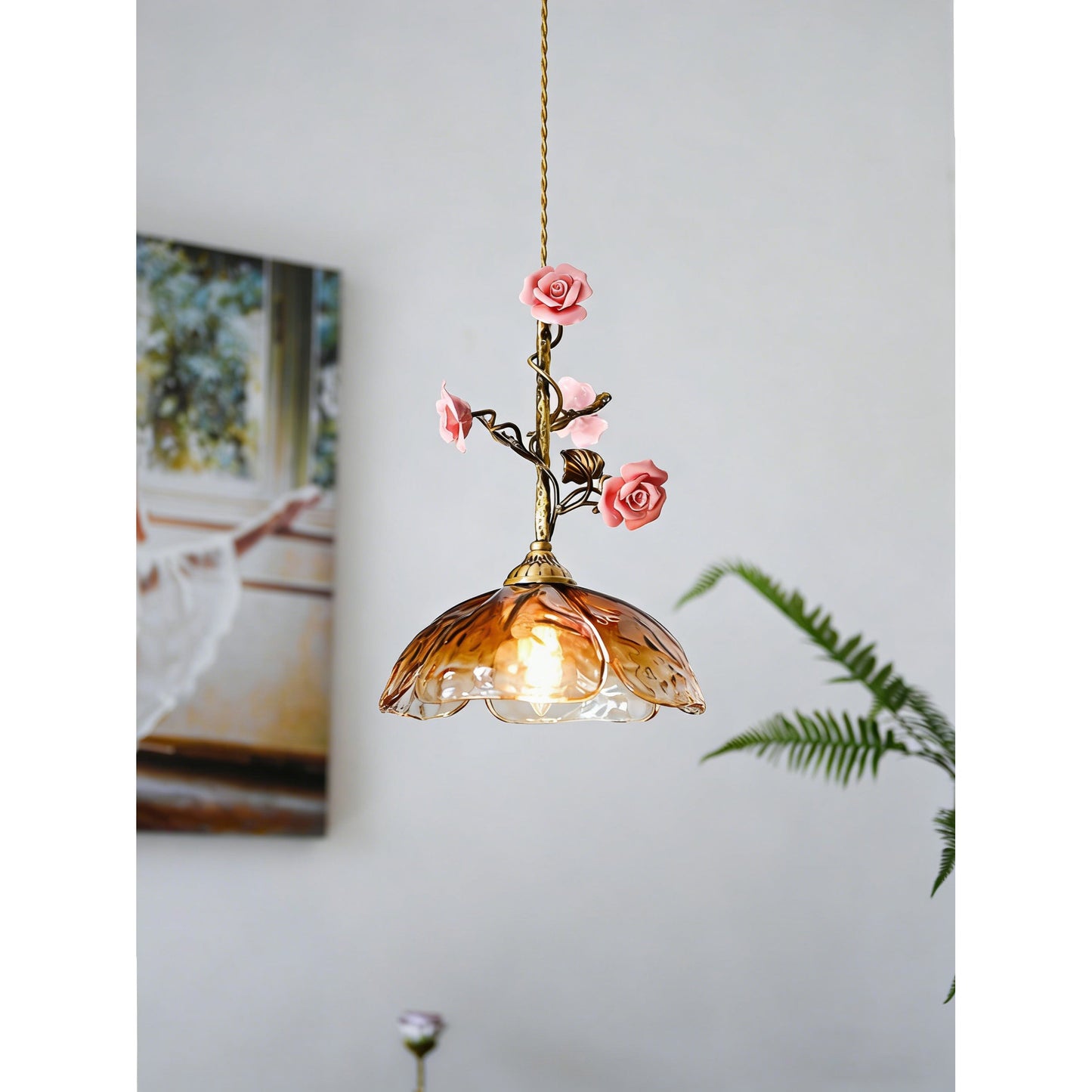 Yarine Glass Rose Pendant Lamp