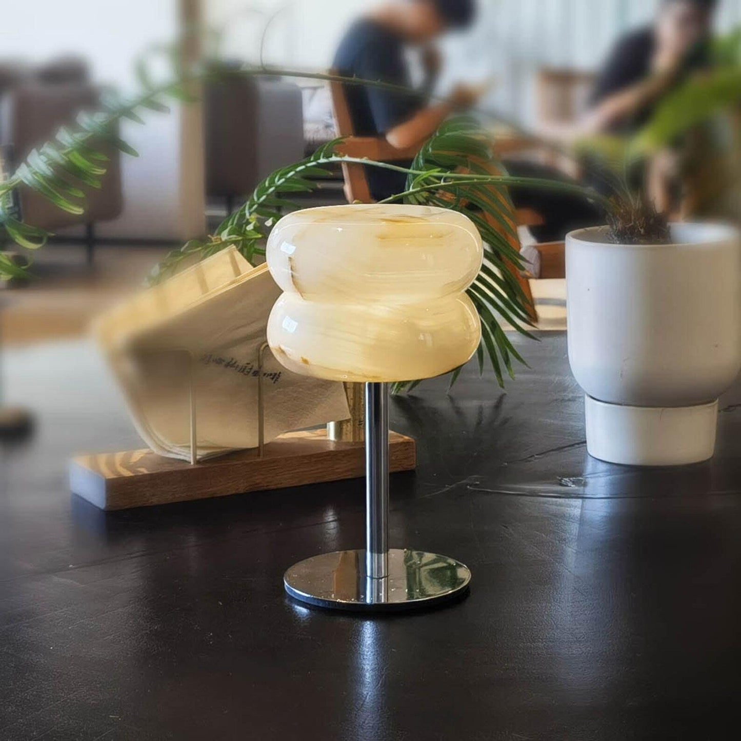 Alabaster Donut Table Lamp