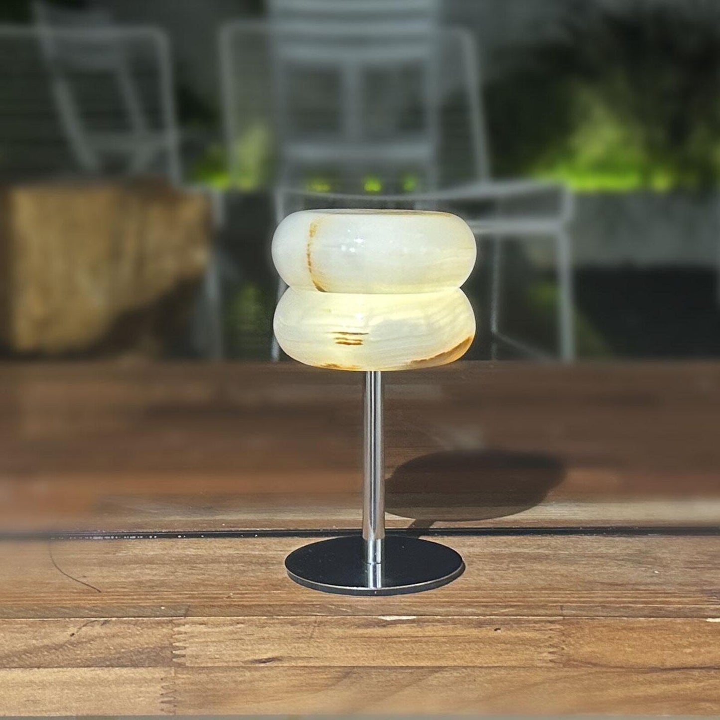 Alabaster Donut Table Lamp