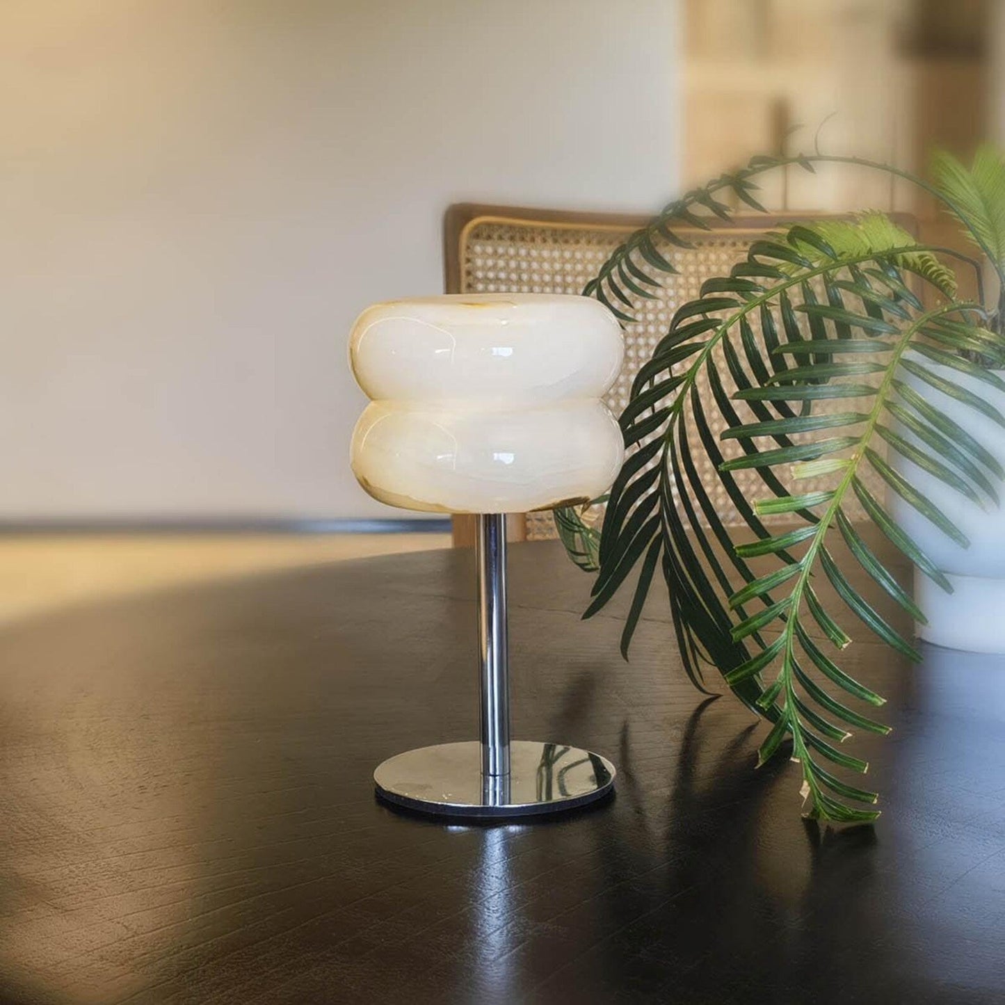 Alabaster Donut Table Lamp