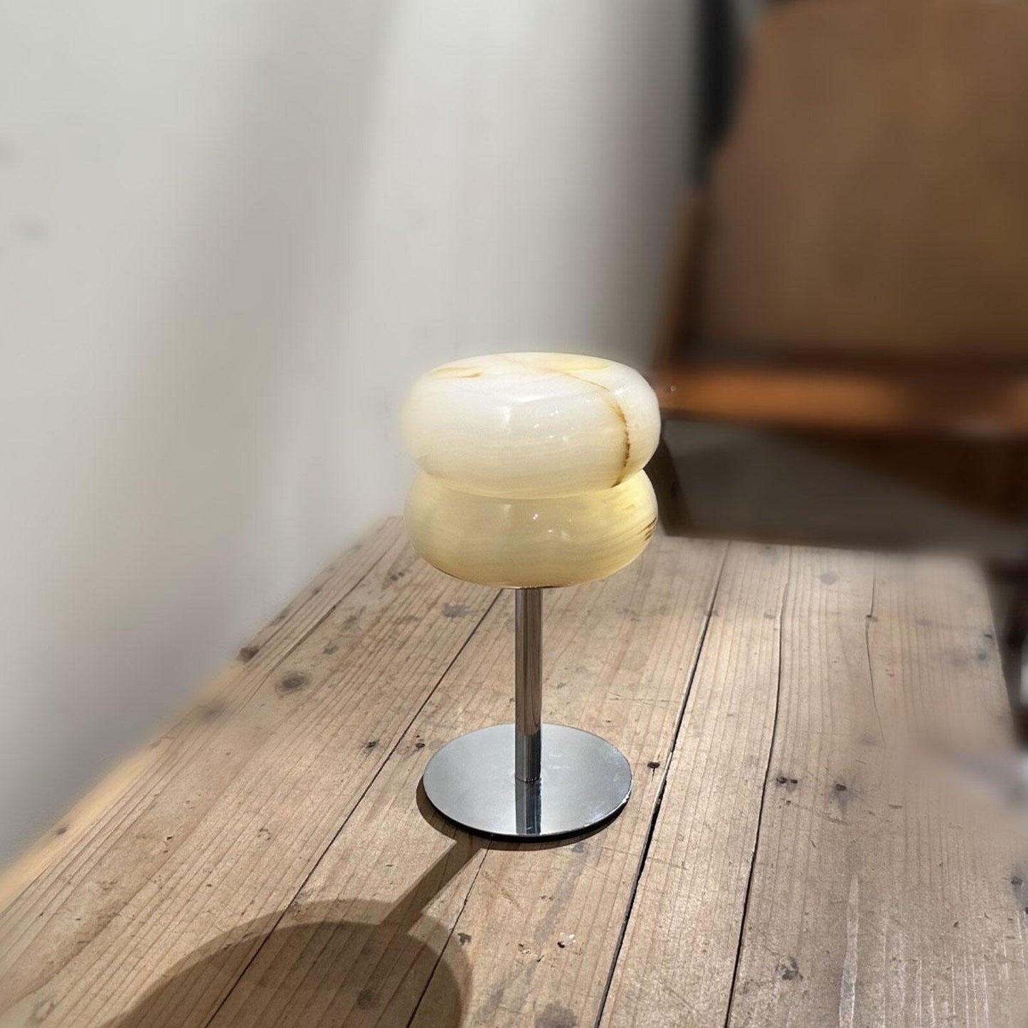 Alabaster Donut Table Lamp