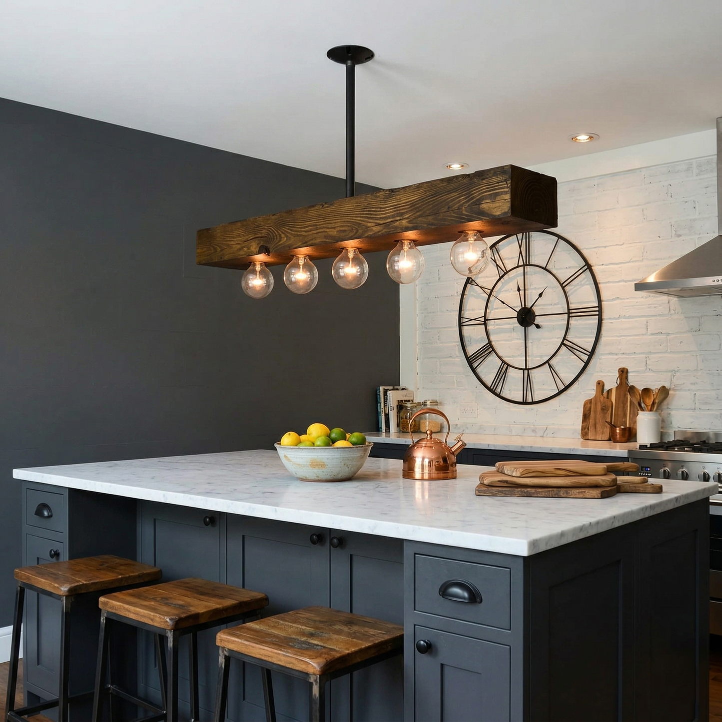 Wood-beam Island Chandelier