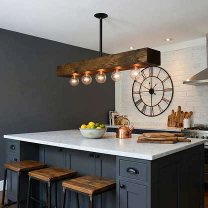 Wood-beam Island Chandelier