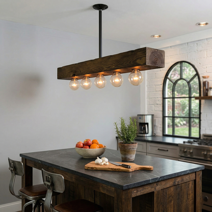 Wood-beam Island Chandelier