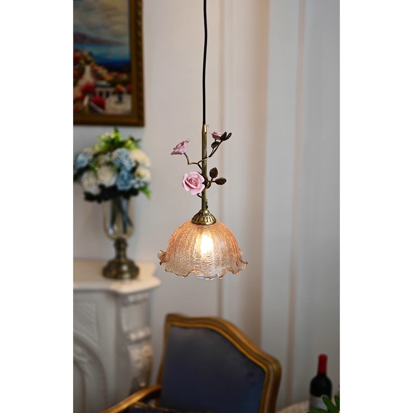 Elmara Rose Glass Pendant Lamp