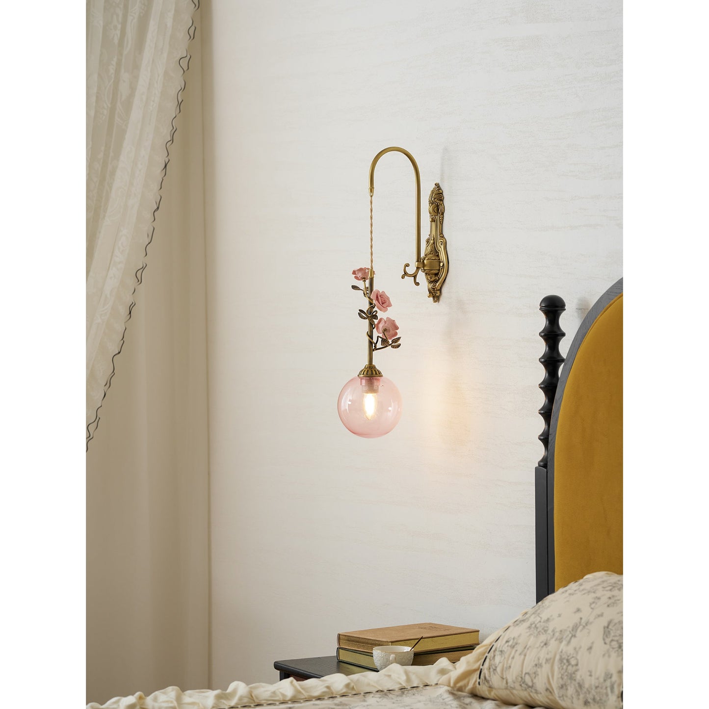 Everard Glass Rose Wall Sconce