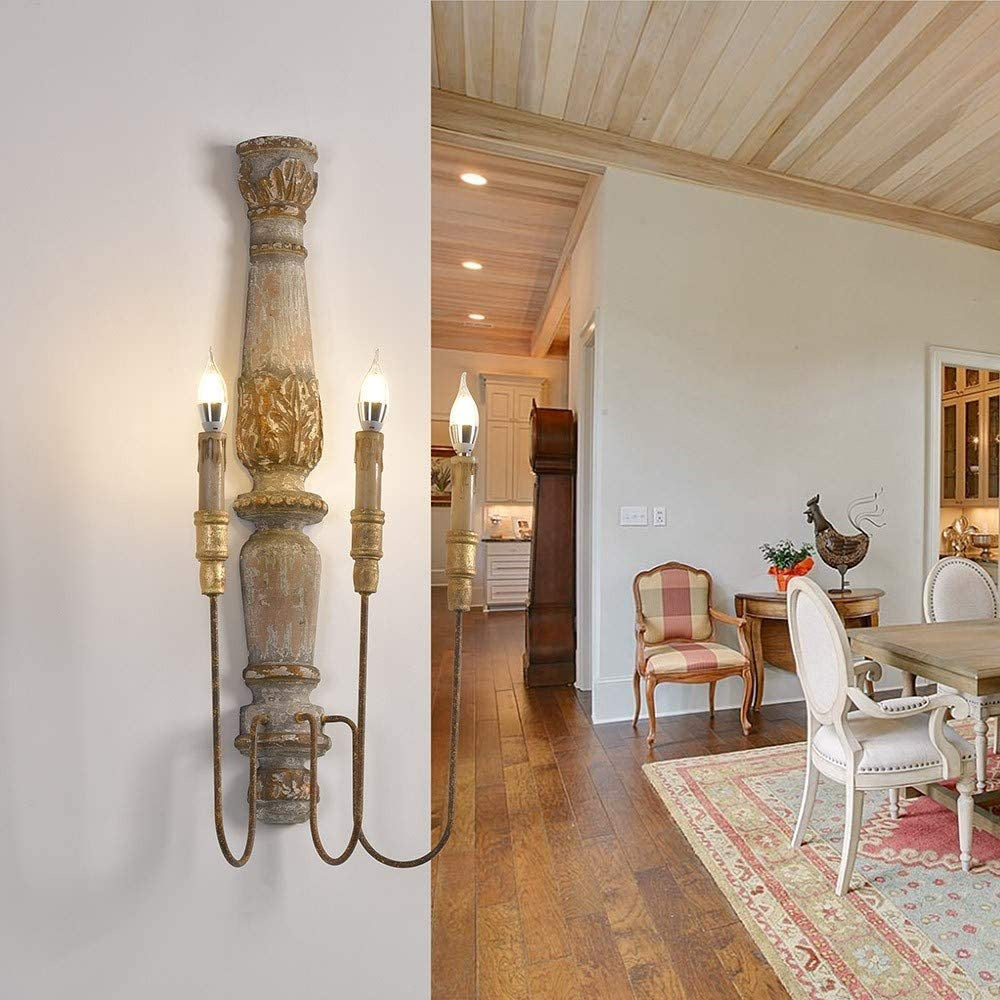 Pelance Wood Candle Wall Lamp
