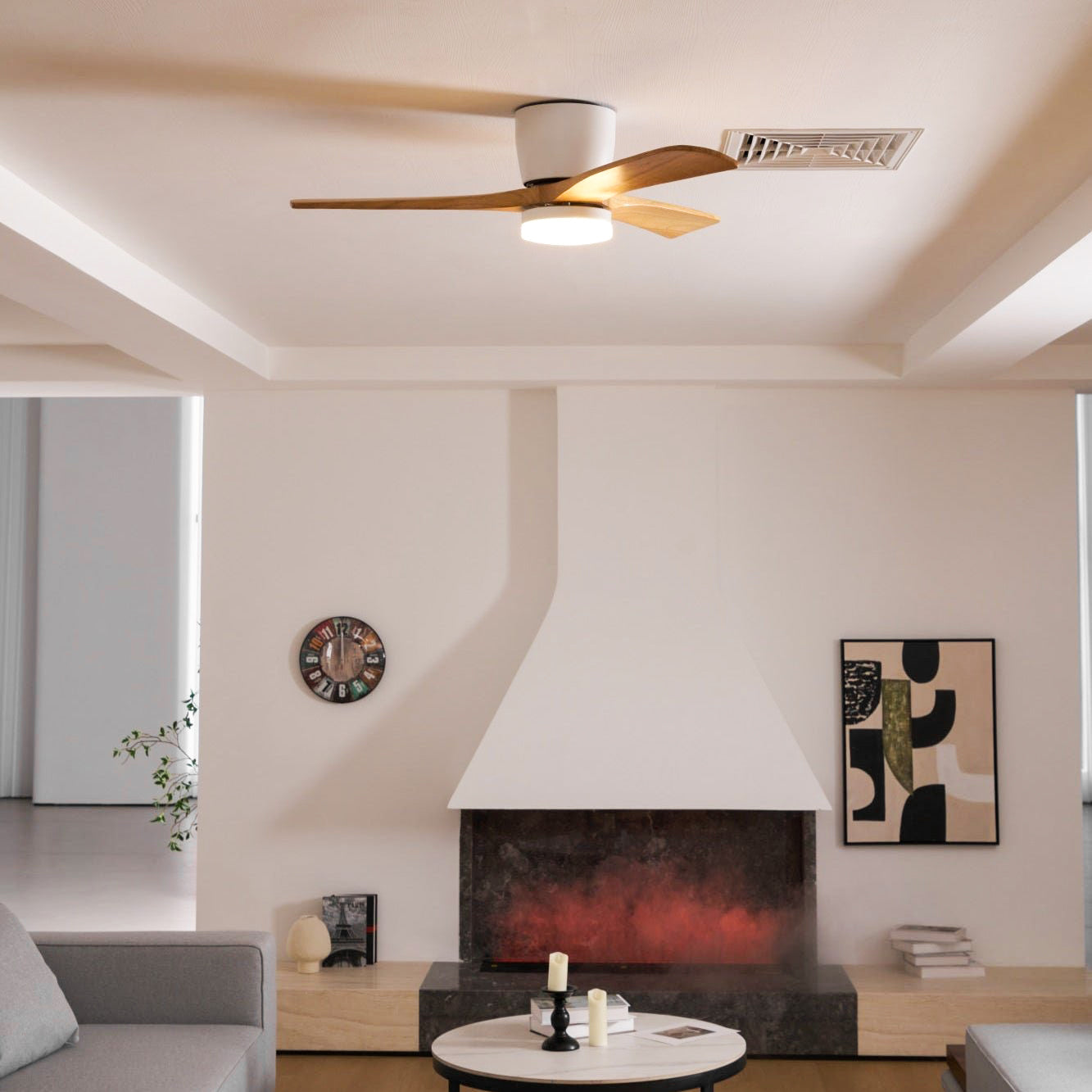 Nordic Wooden Ceiling Fan Light