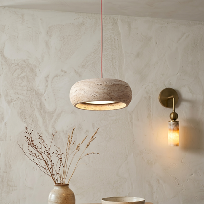 Travertine Drum Pendant Lamp