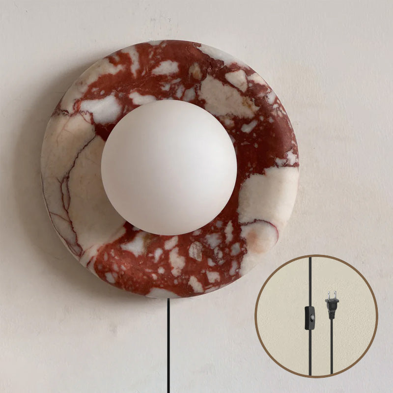Solene Red Marble Plug-in Wall Sconce
