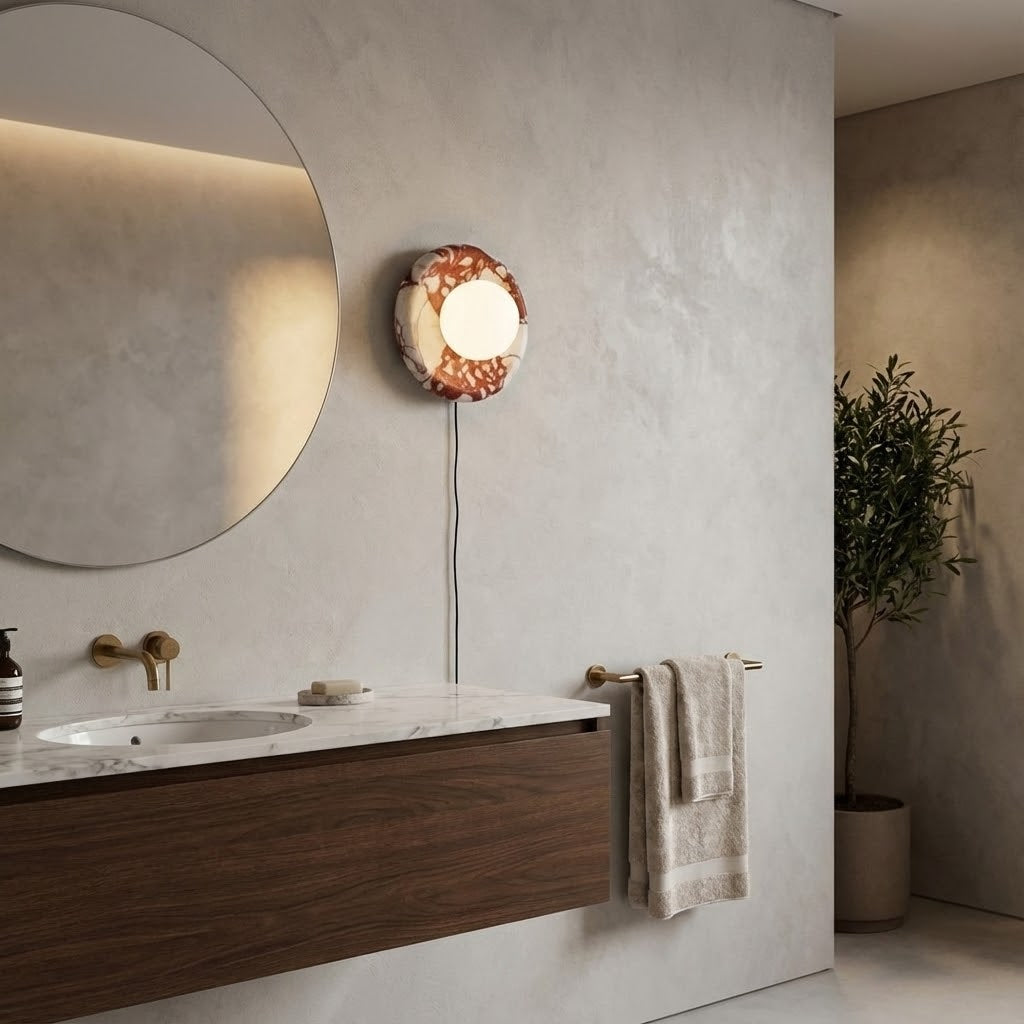 Solene Red Marble Plug-in Wall Sconce