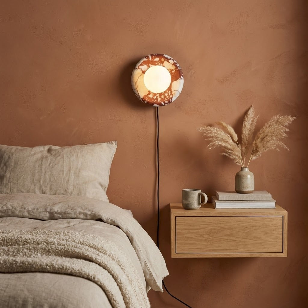 Solene Red Marble Plug-in Wall Sconce