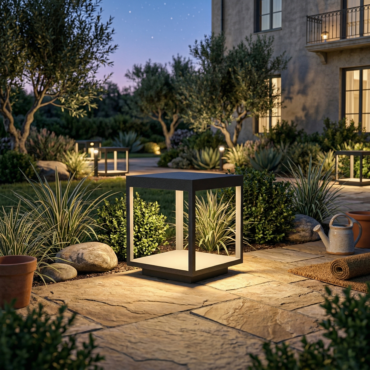 Square Frame Fence Post Outdoor Light