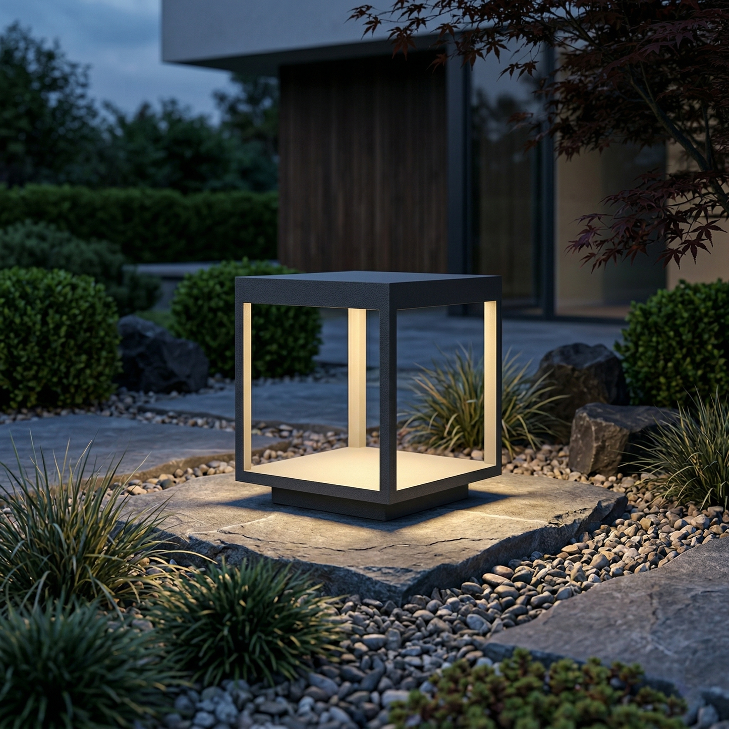 Square Frame Fence Post Outdoor Light