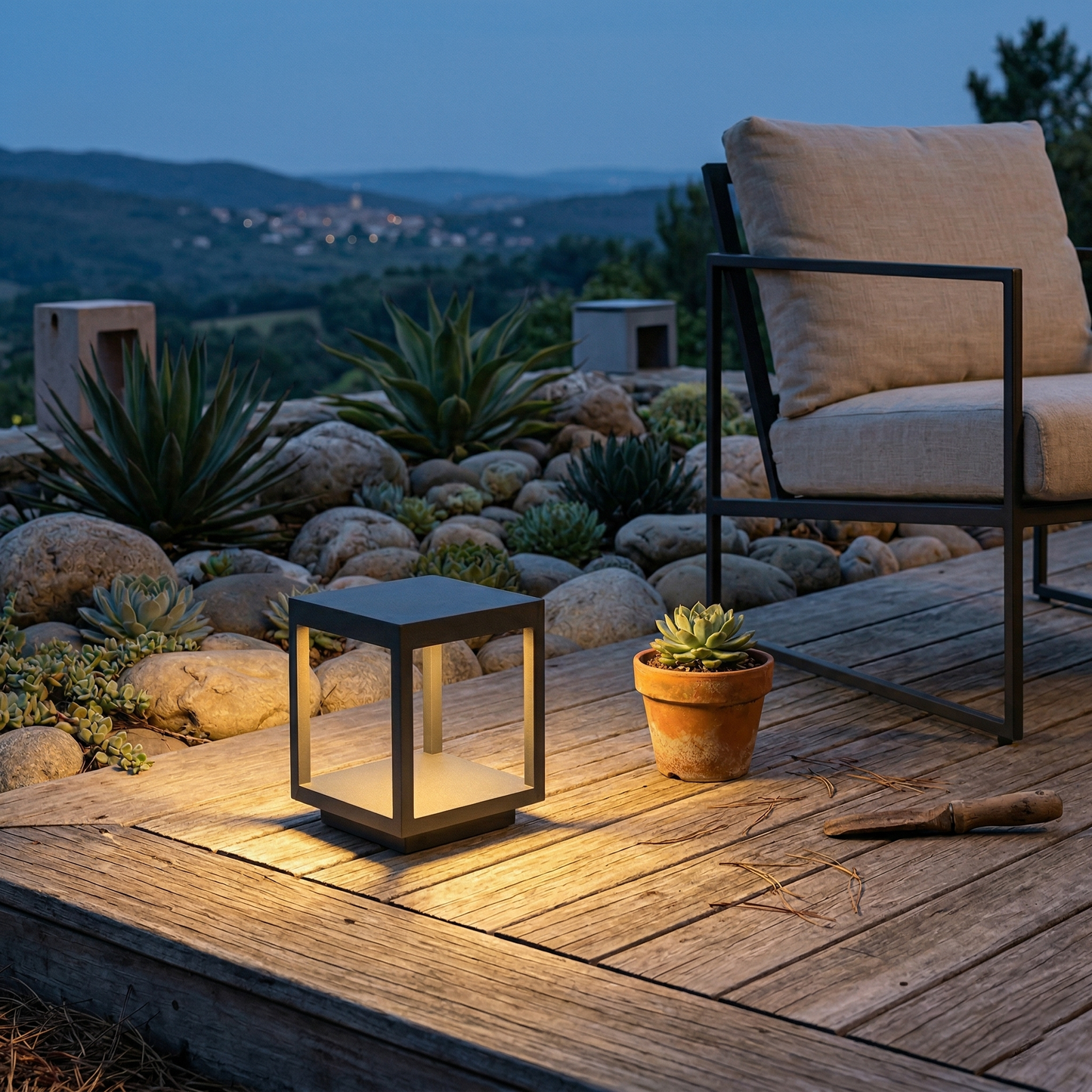 Square Frame Fence Post Outdoor Light
