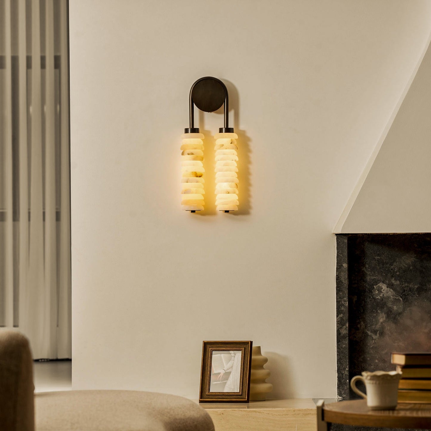 Halden Double Alabaster Wall Lamp