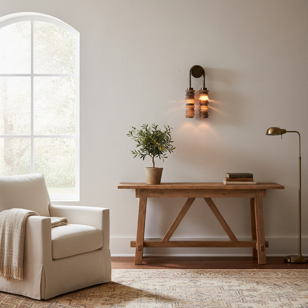 Halden Double Alabaster Wall Lamp
