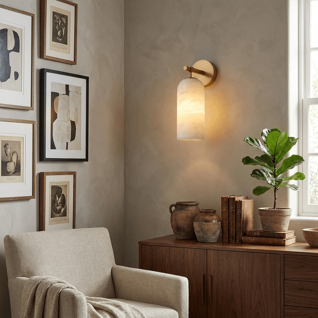 Pillar Alabaster Wall Lamp
