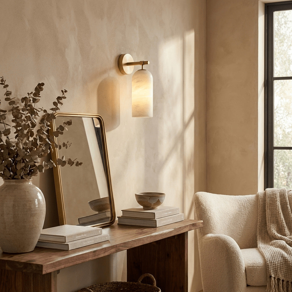 Pillar Alabaster Wall Lamp