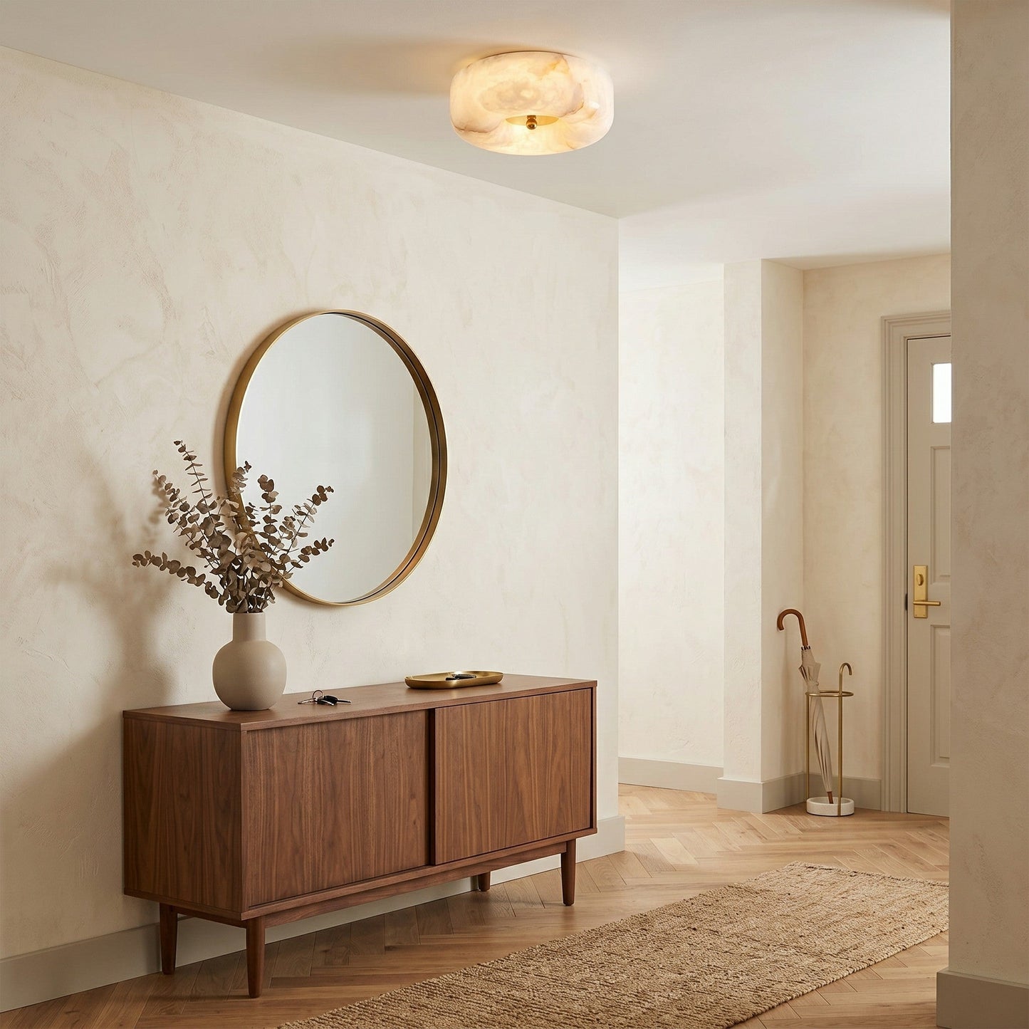 Alabaster Button Flush Mount