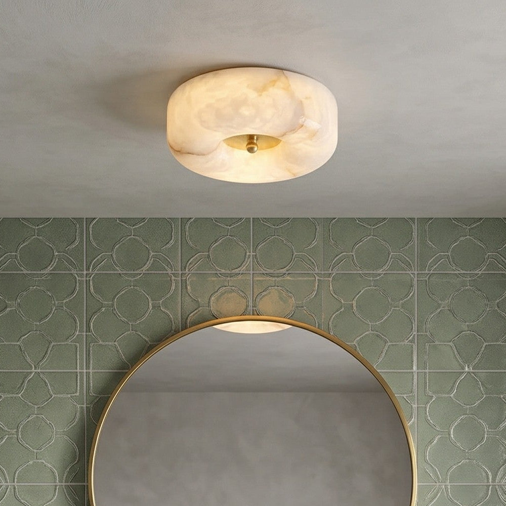 Alabaster Button Flush Mount