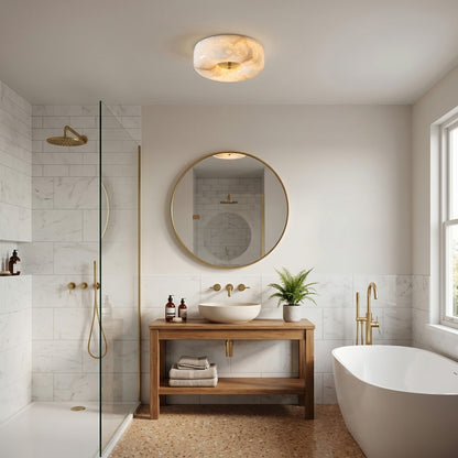 Alabaster Button Flush Mount