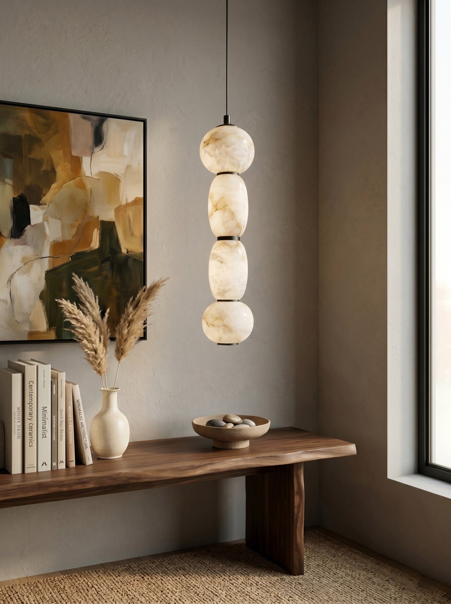 Alabaster Pendulous Pearl Pendant Lamp
