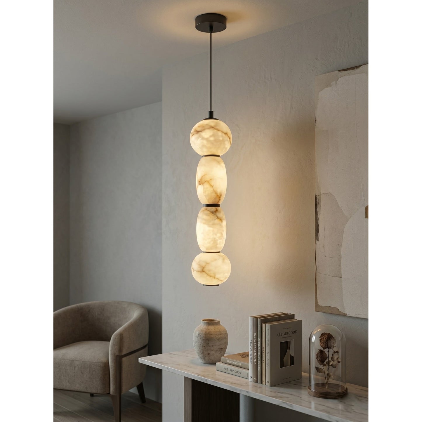 Alabaster Pendulous Pearl Pendant Lamp
