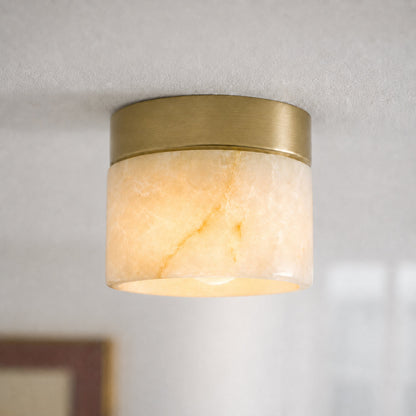 Round Alabaster Semi-Flush Mount