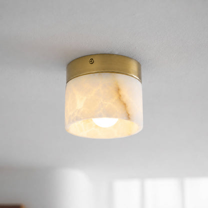 Round Alabaster Semi-Flush Mount