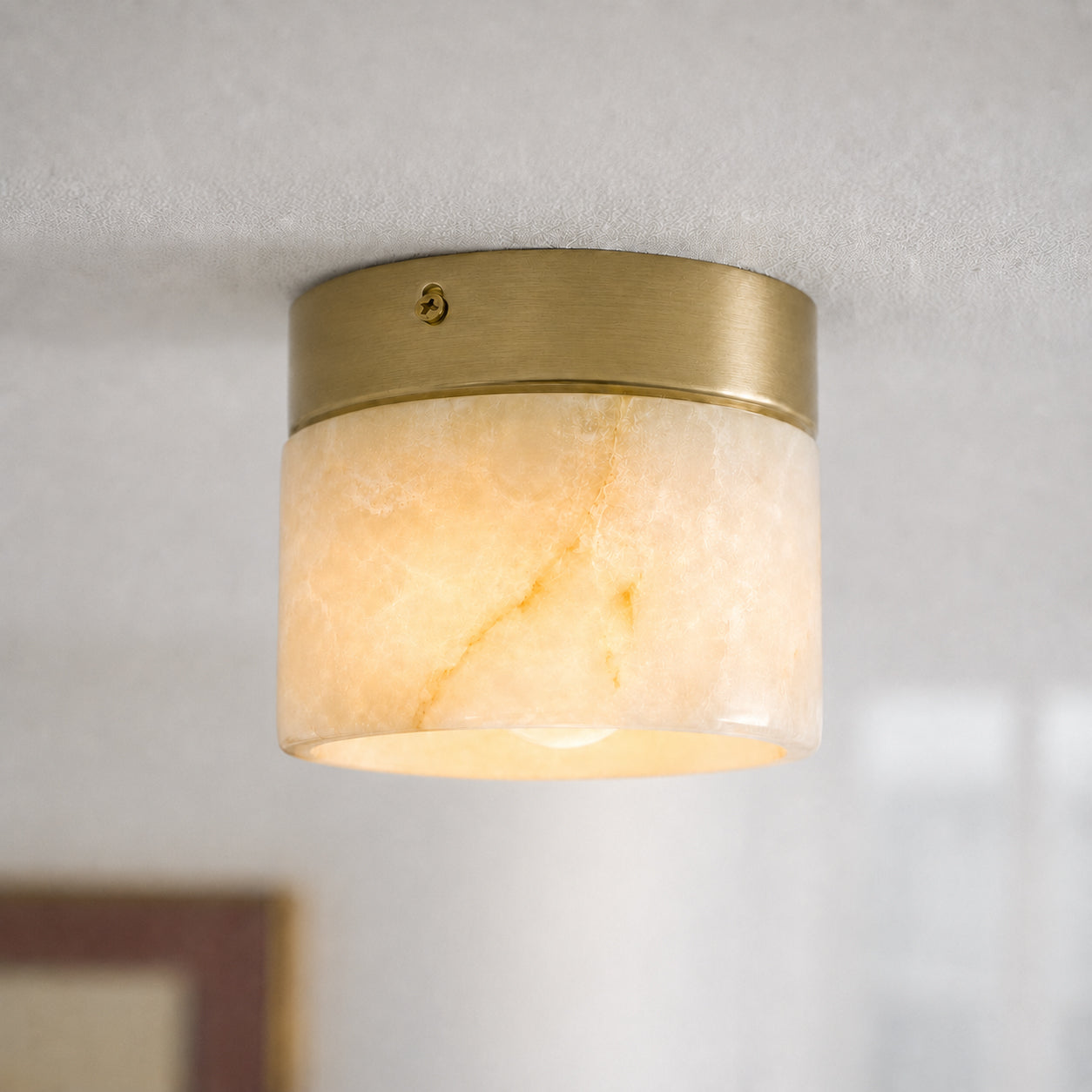 Round Alabaster Semi-Flush Mount