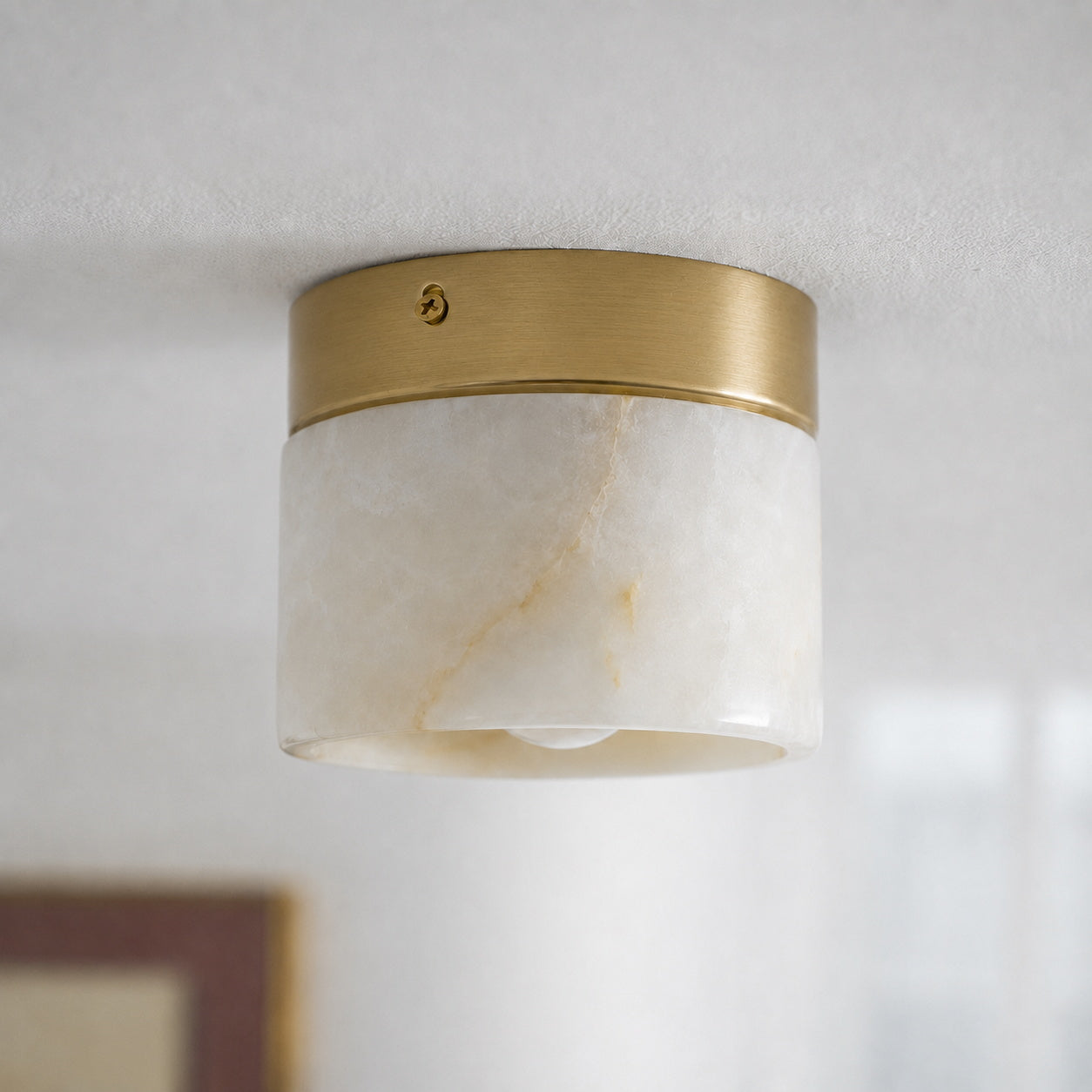 Round Alabaster Semi-Flush Mount