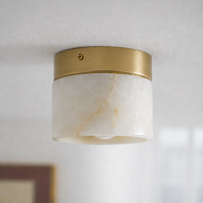 Round Alabaster Semi-Flush Mount