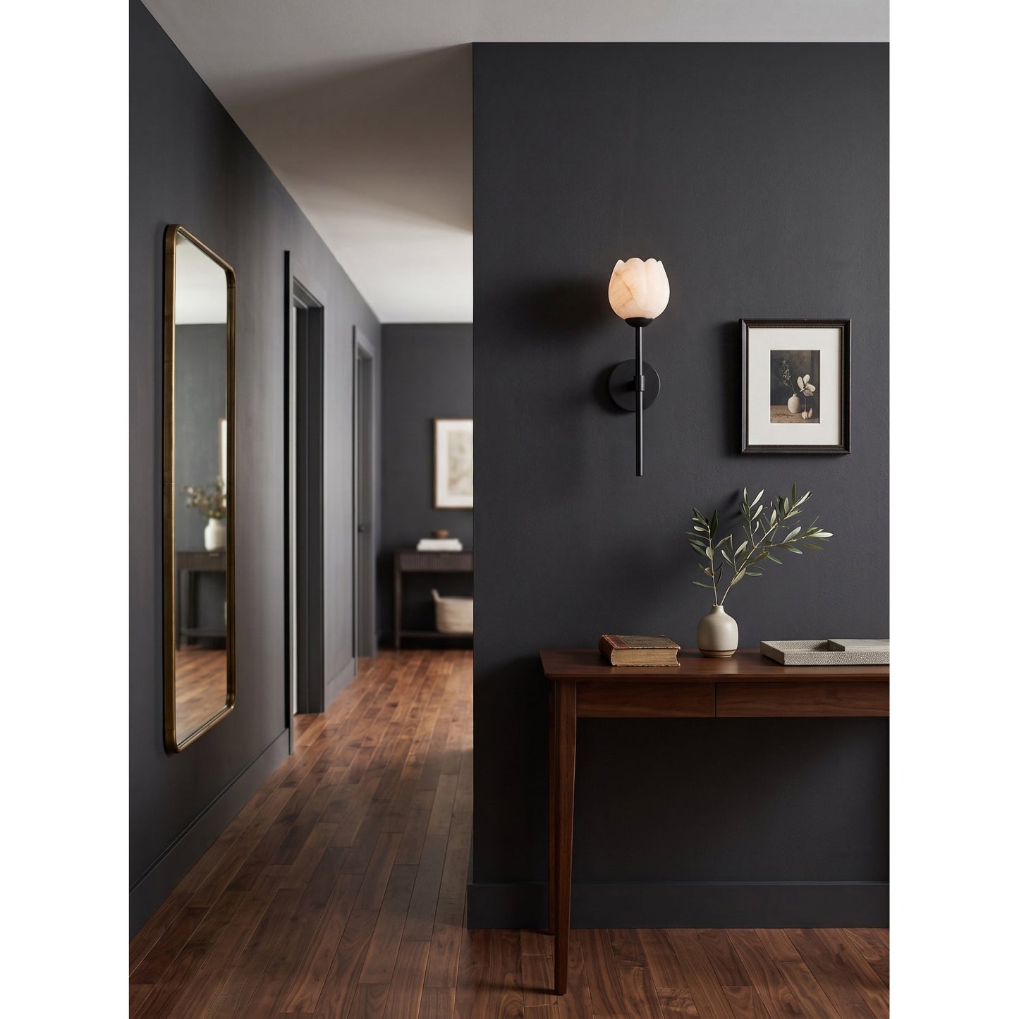 Dovon Lotus Alabaster Wall Sconce