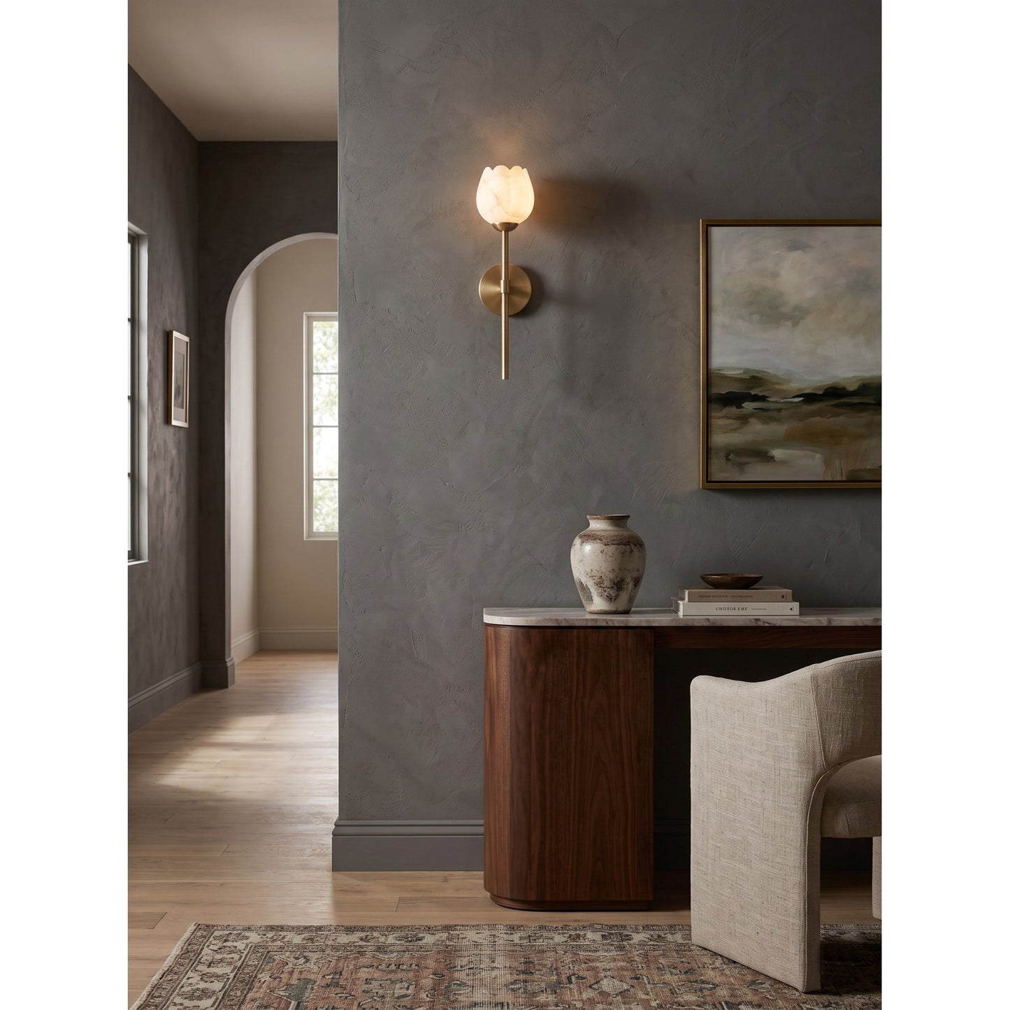 Dovon Lotus Alabaster Wall Sconce