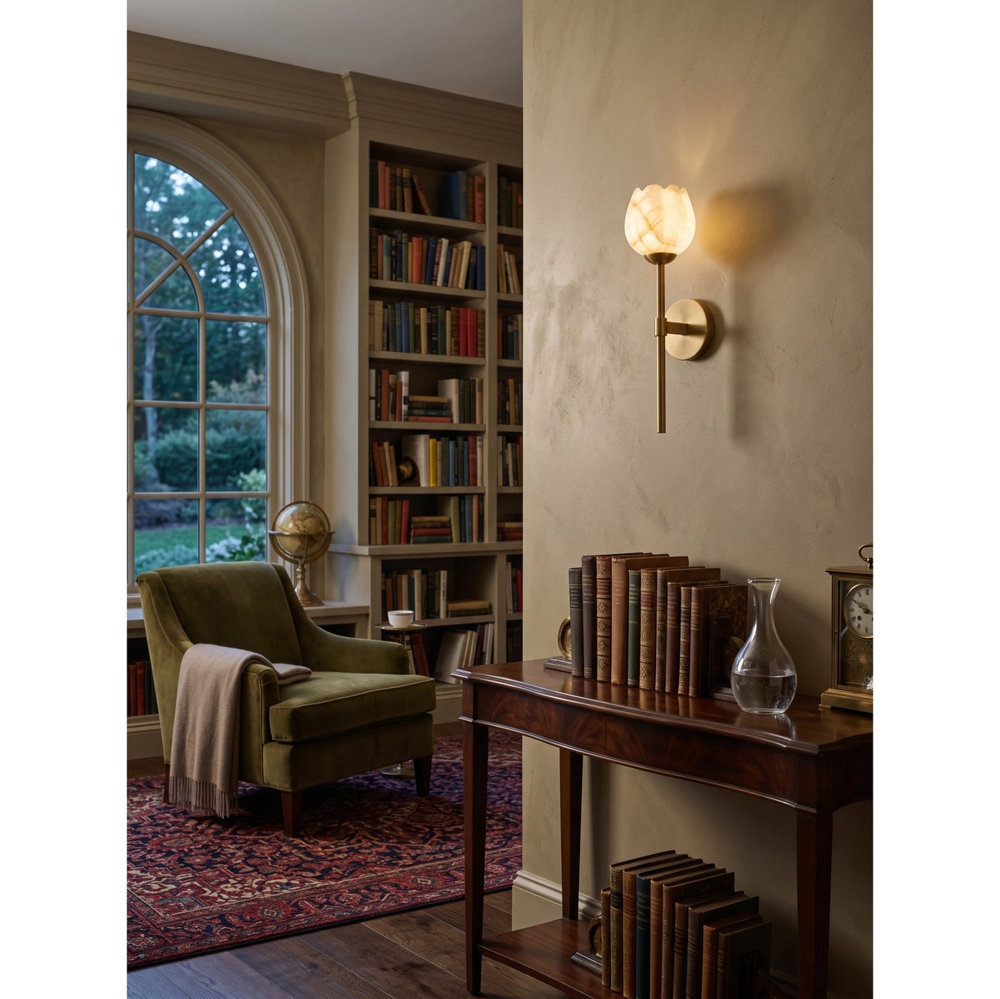 Dovon Lotus Alabaster Wall Sconce