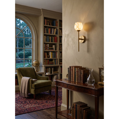 Dovon Lotus Alabaster Wall Sconce