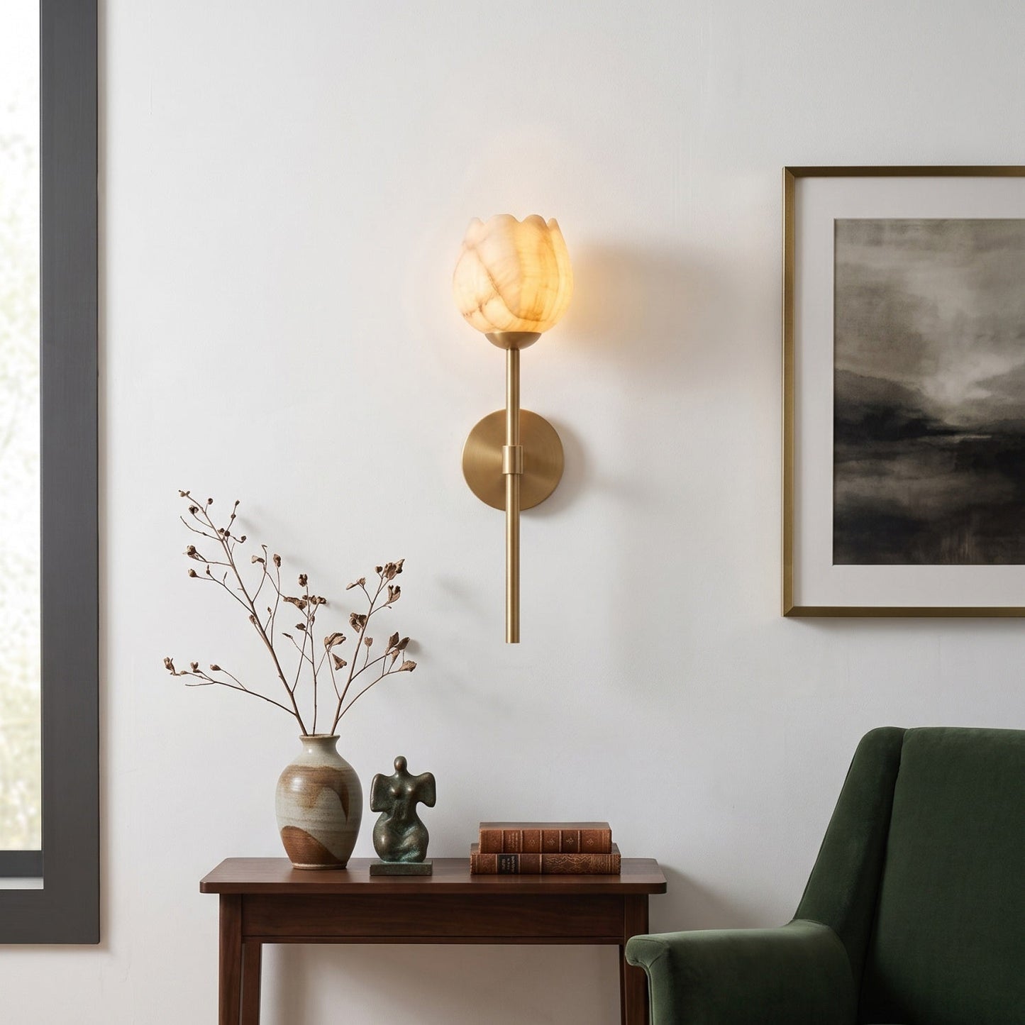 Dovon Lotus Alabaster Wall Sconce