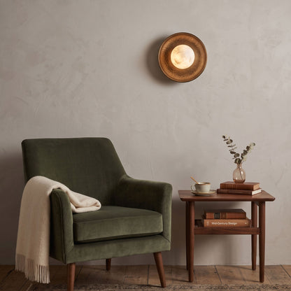 Topaz Disc Alabaster Wall Sconce