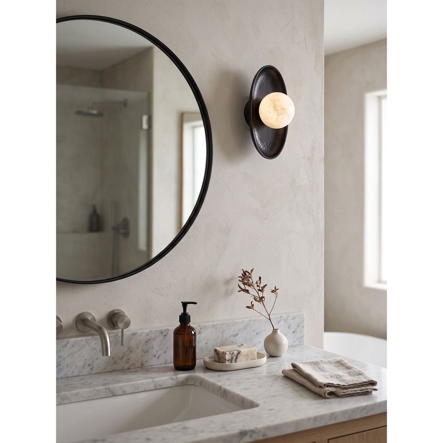 Topaz Disc Alabaster Wall Sconce