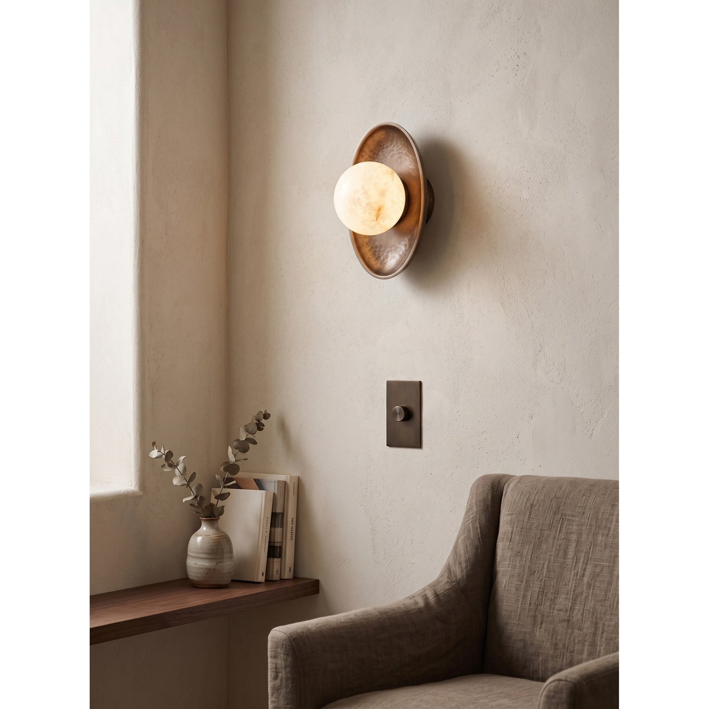 Topaz Disc Alabaster Wall Sconce
