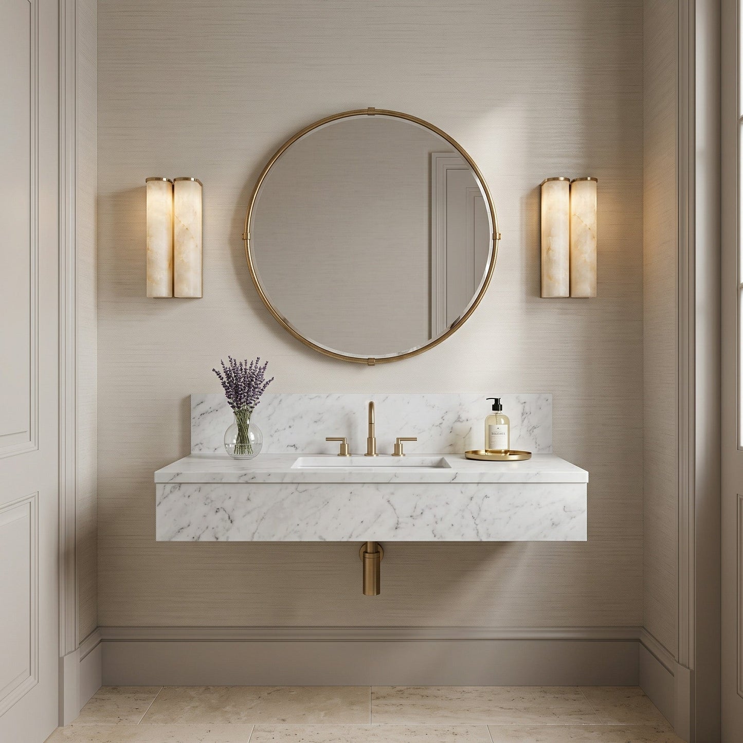 Quinan Alabaster Tube Wall Sconce