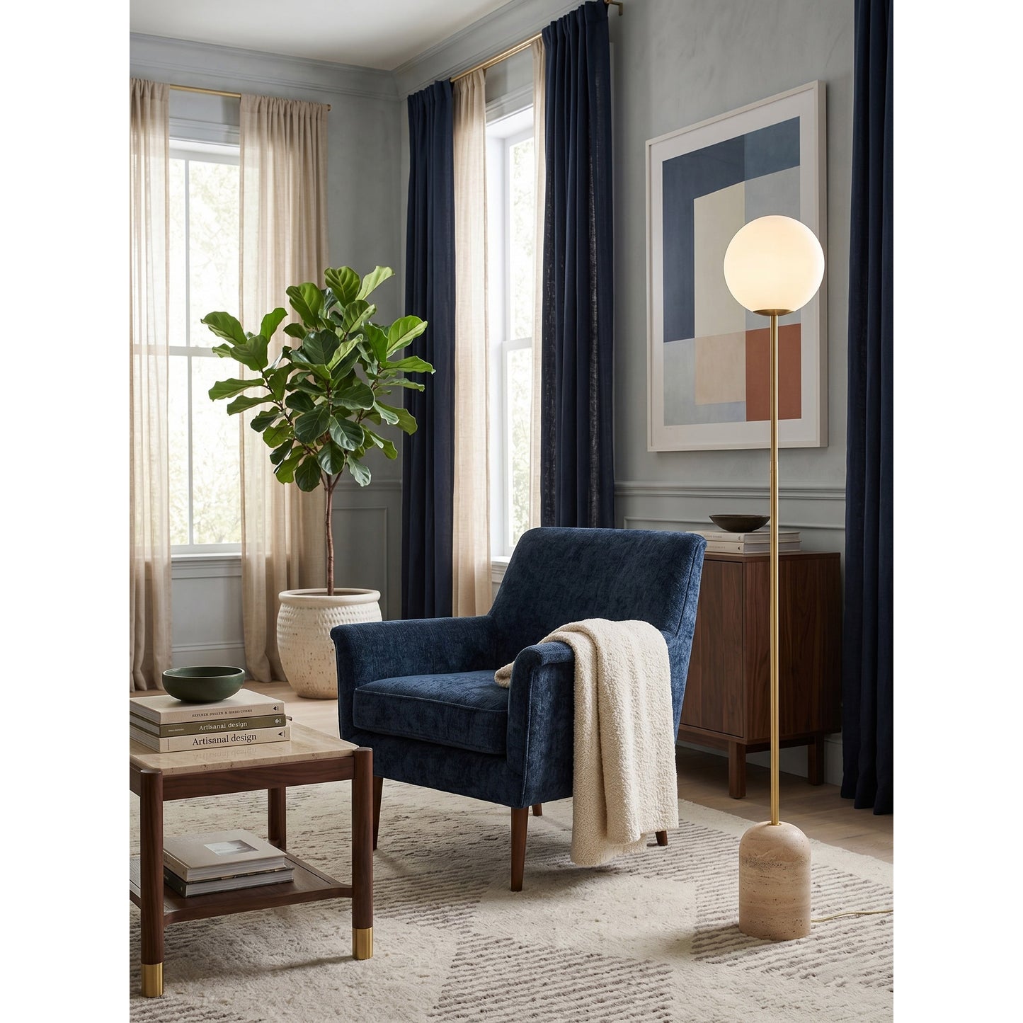 Aseneth Travertine Floor Lamp