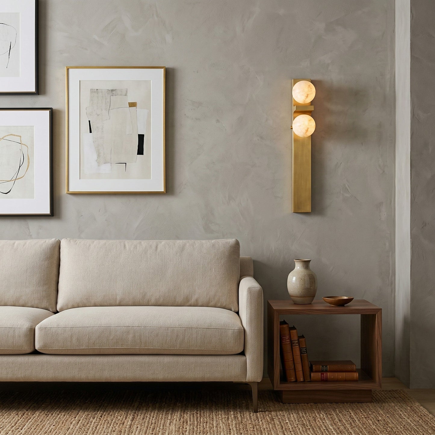 Asymmetrical Alabaster Wall Sconce