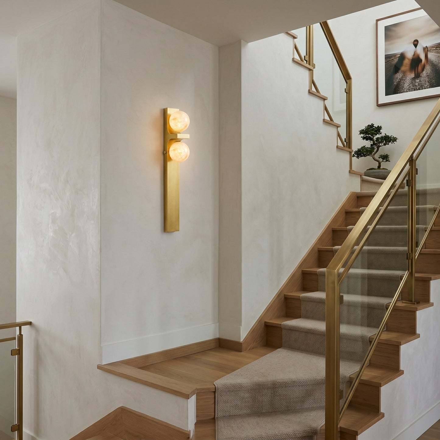 Asymmetrical Alabaster Wall Sconce
